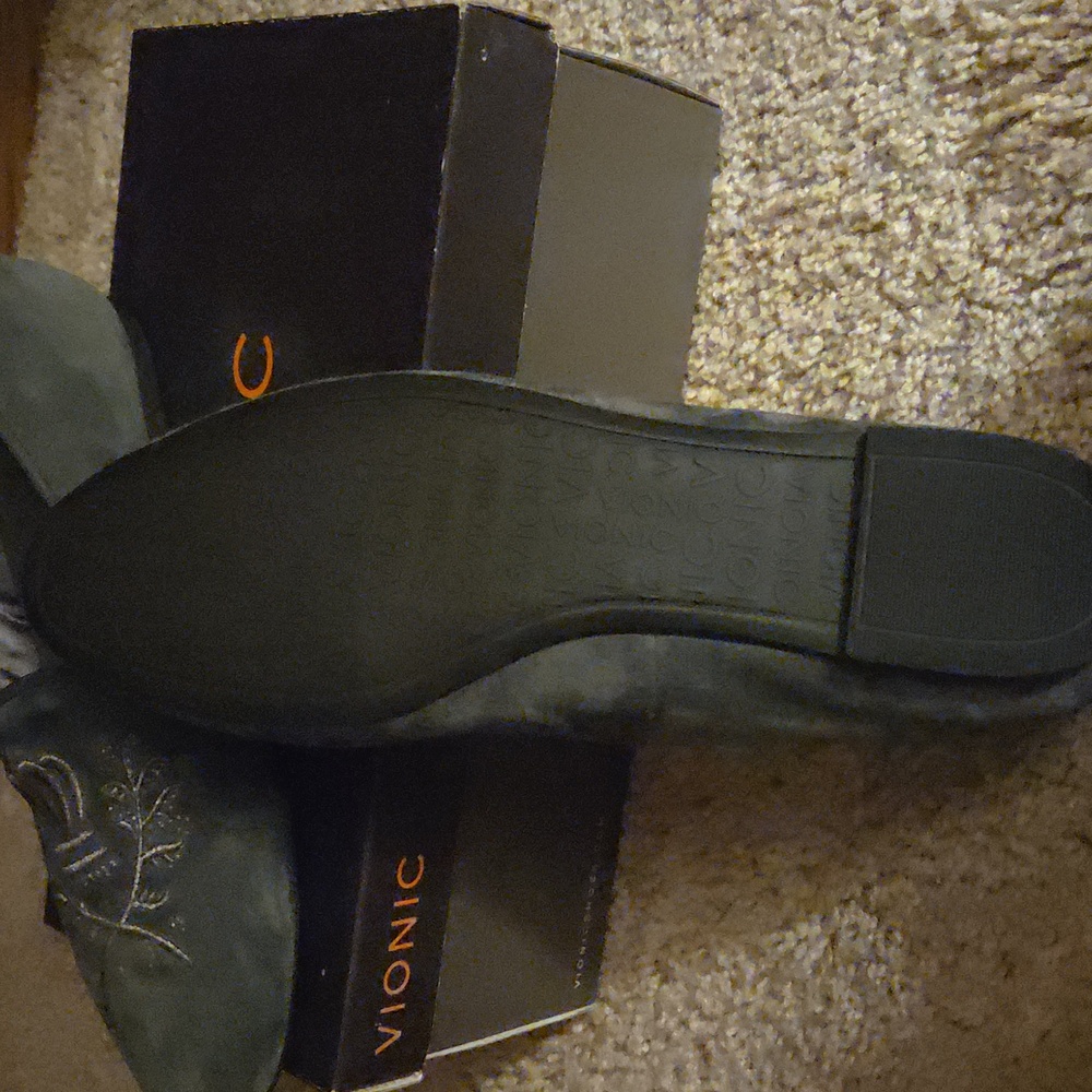 Vionic Charcoal Embroidered Slip-Ons - Picture 2 of 2